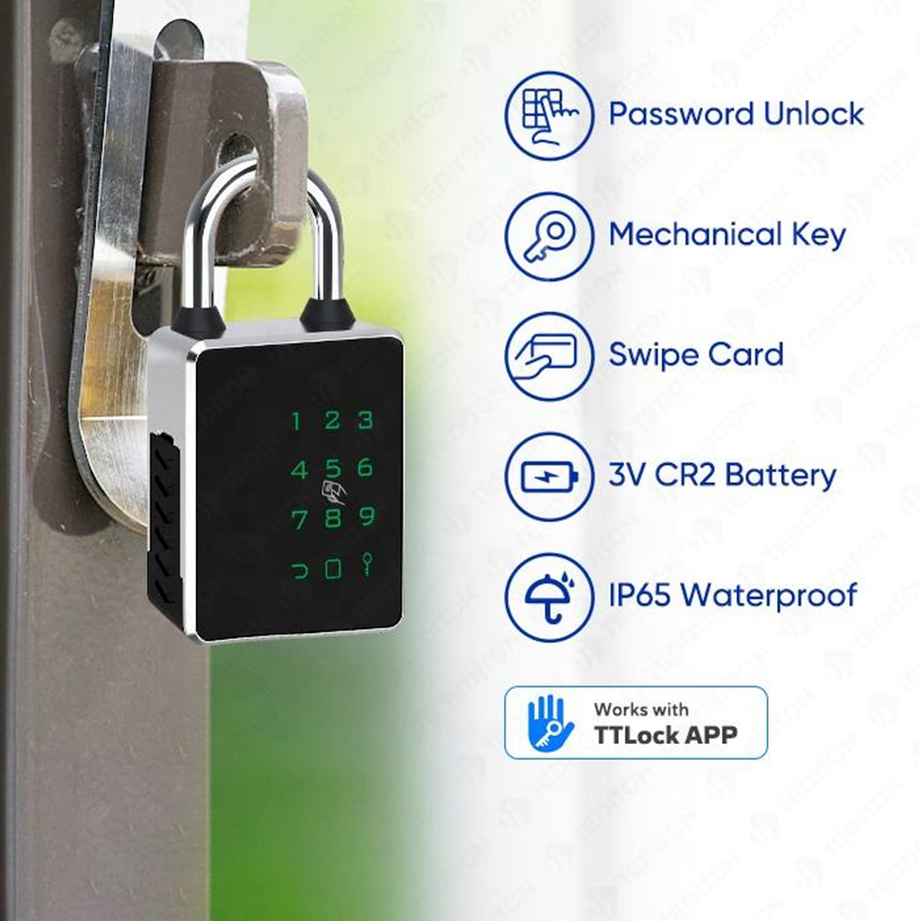 P6-Padlock portable and Durable Lock Smart Security Installed on any Door Handle or Lock