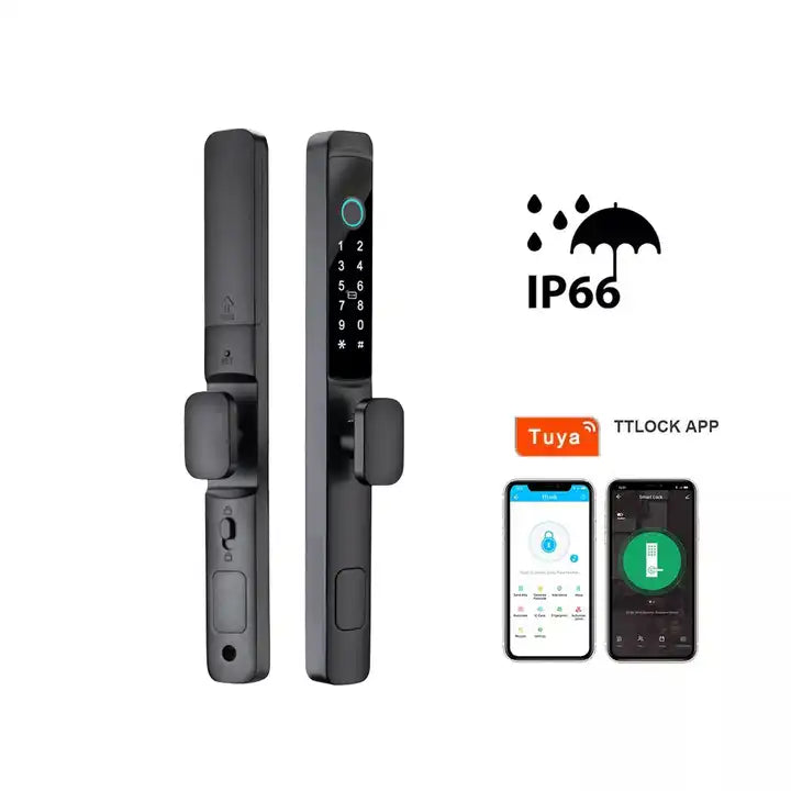 Smart Door Fingerprint Handle Lock Password Waterproof Intelligent Lock with WIFI Zigbee Tuya or TLock Smart Lock